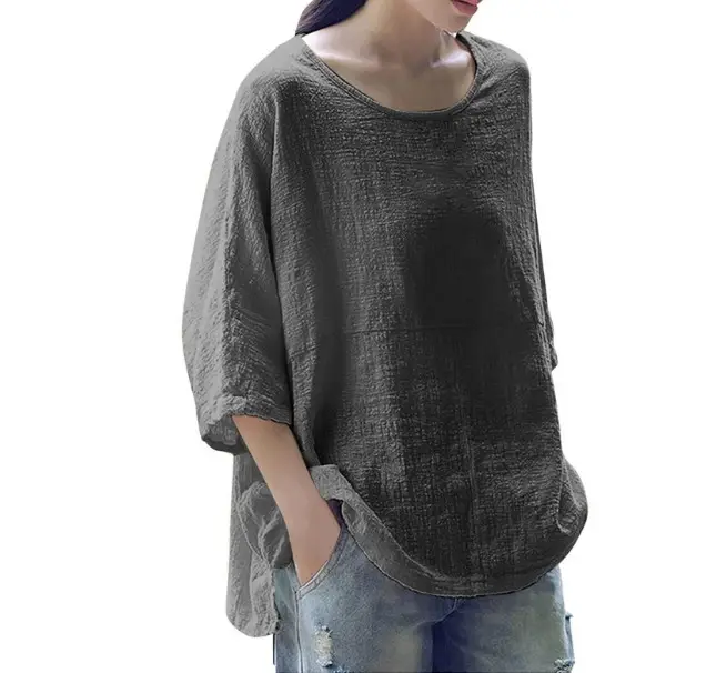 Women Tencel Cotton 3Q Sleeve Pullover Large - Image 8