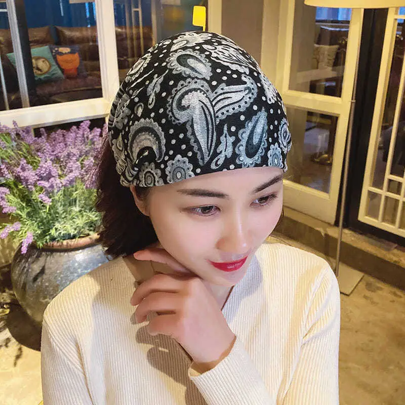 Cross-border Hair Headband Red Paisley Net Wrap