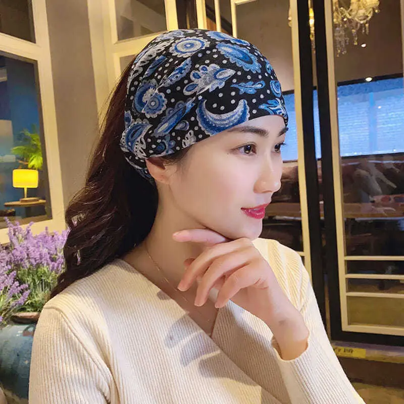 Cross-border Hair Headband Red Paisley Net Wrap