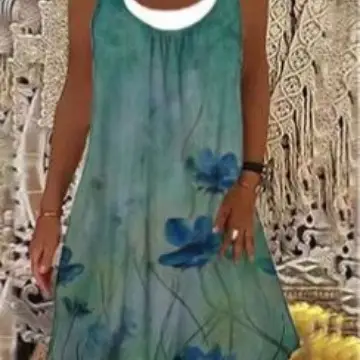 Women's Sleeveless Floral Cotton Summer Dress - Image 8