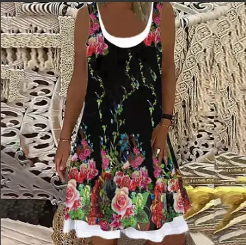 Women's Sleeveless Floral Cotton Summer Dress - Image 6
