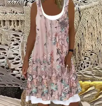 Women's Sleeveless Floral Cotton Summer Dress - Image 7