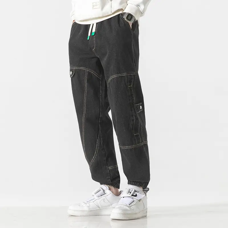 Plus Size Cropped Jeans for Men Light Blue M-8XL - Image 4