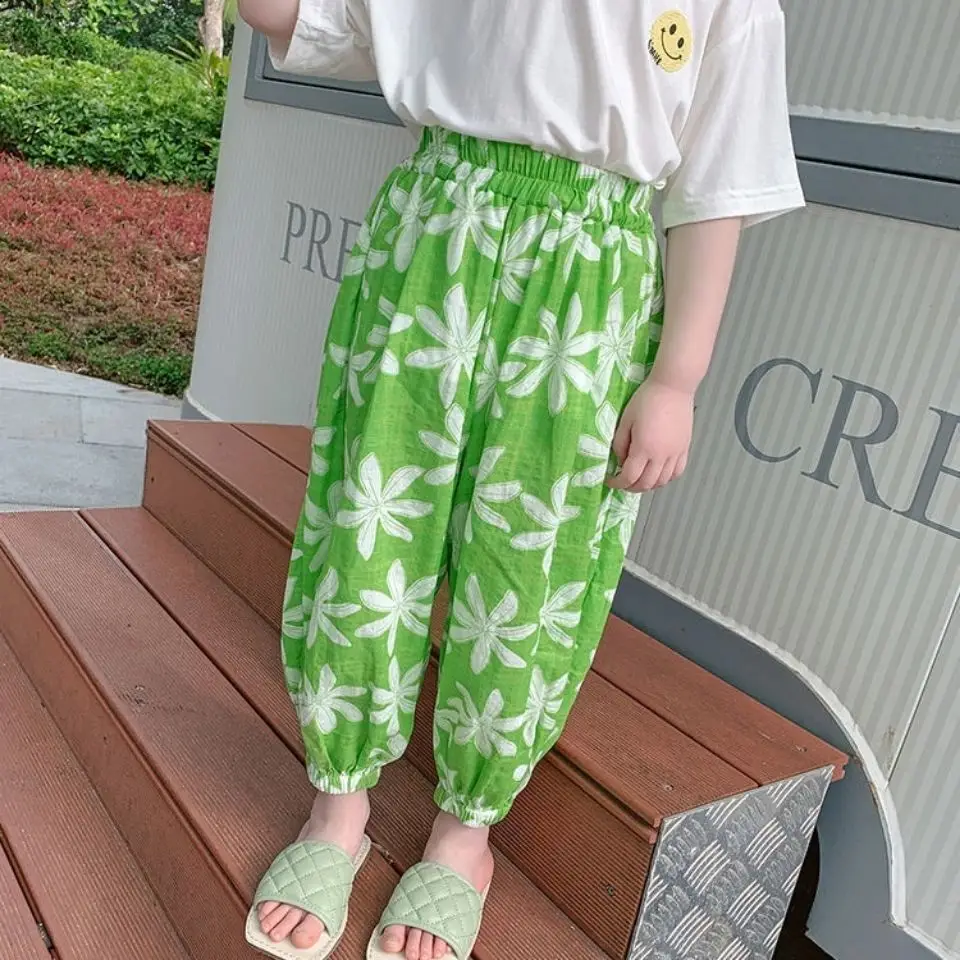 Girls Floral Anti-Mosquito Pants 2025 Summer - Image 2