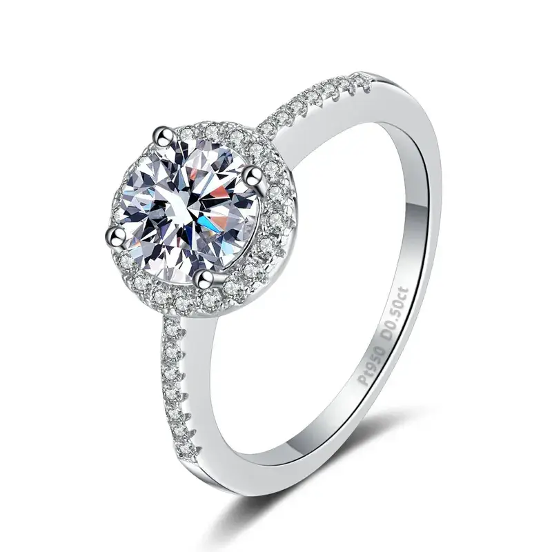 Genuine Imported Moissanite Wedding Ring 50 Points 1 Carat Sterling Silver - Image 5