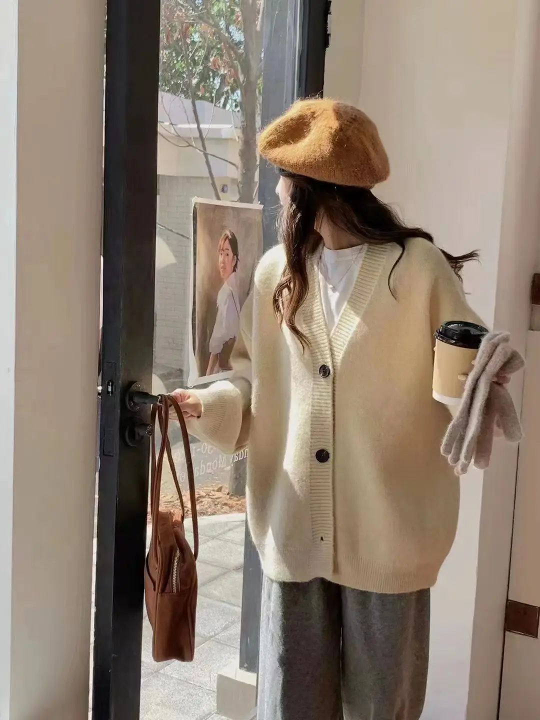 Black Knitted Cardigan Women's Outerwear 2025 Spring Fall - Image 9