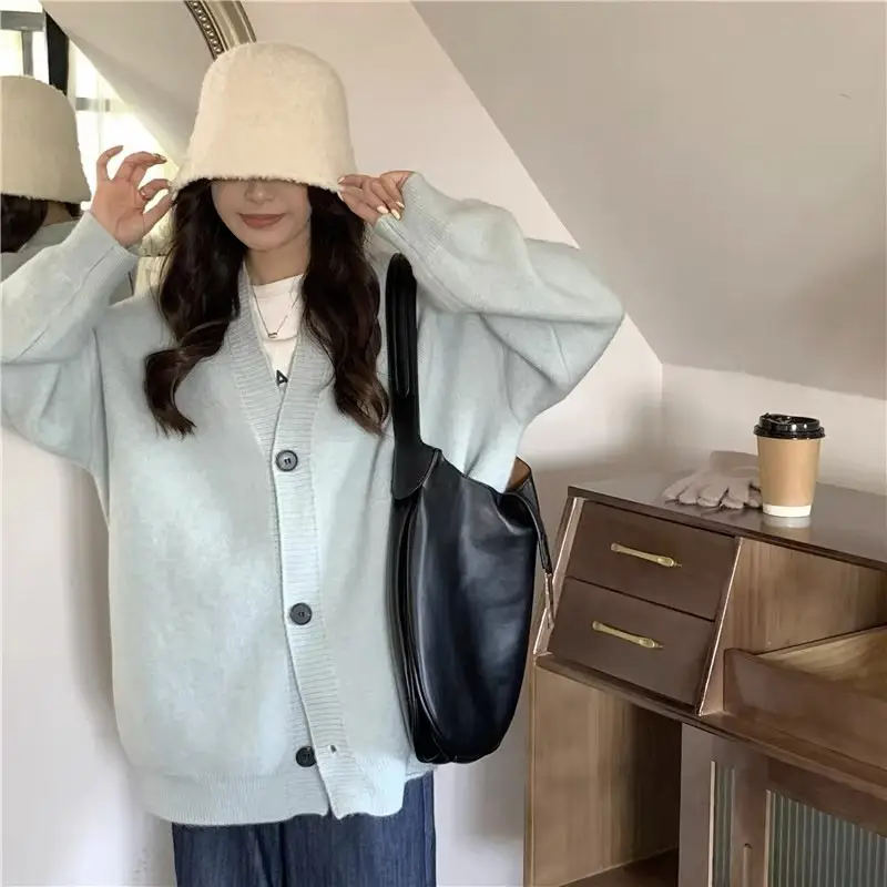 Black Knitted Cardigan Women's Outerwear 2025 Spring Fall - Image 4