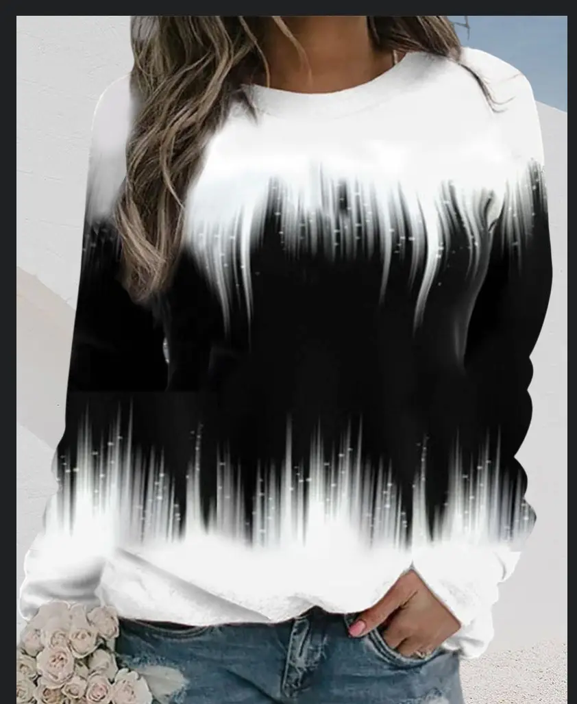 Women's Wish Retro Printed Sweatshirt Winter Autumn Geometric Pattern