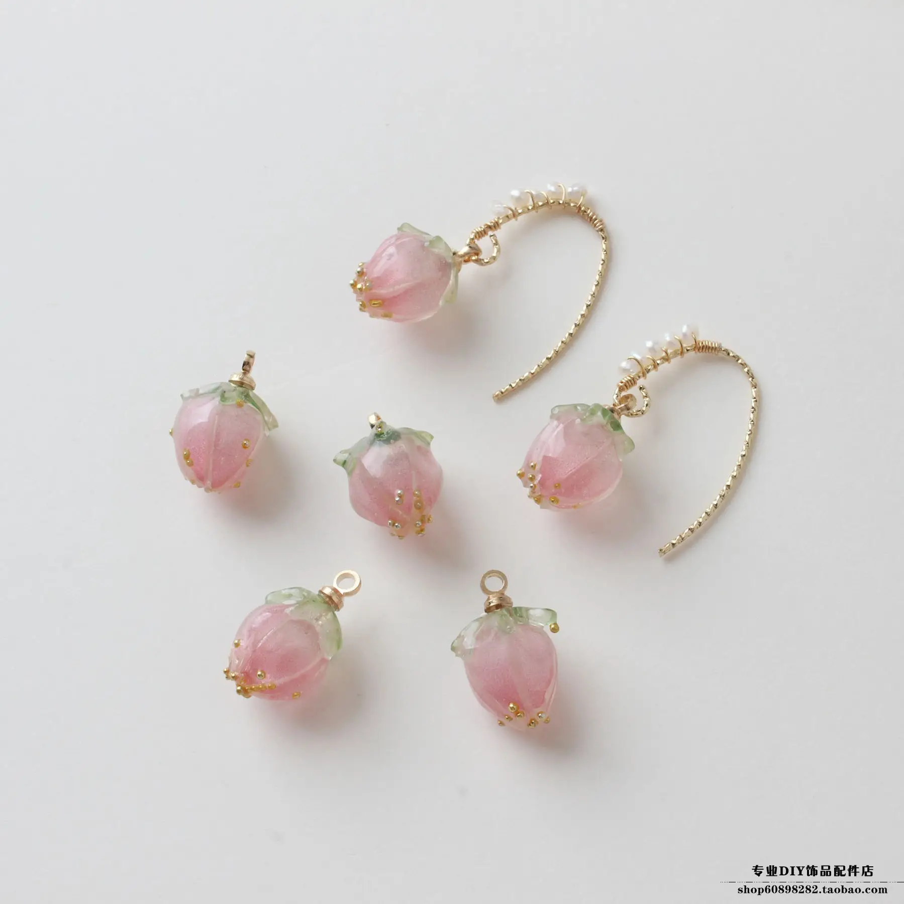Fresh Pink Resin Strawberries DIY Bracelet Earrings Set — feature 1