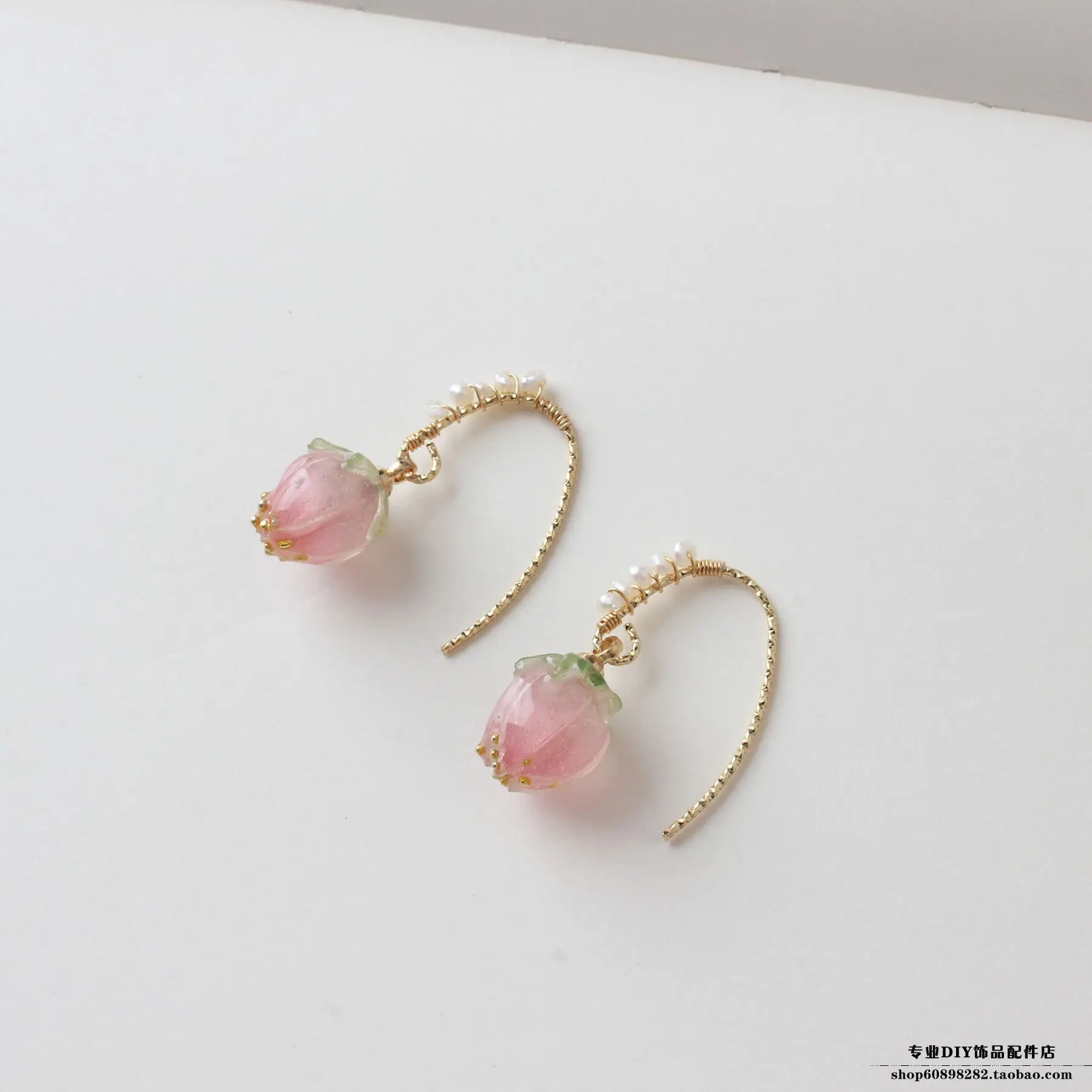 Fresh Pink Resin Strawberries DIY Bracelet Earrings Set — feature 2