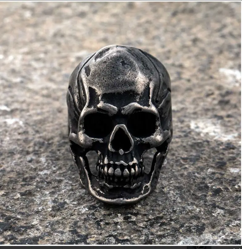 Titanium Steel Cracked Skull Ring for Men - Image 2
