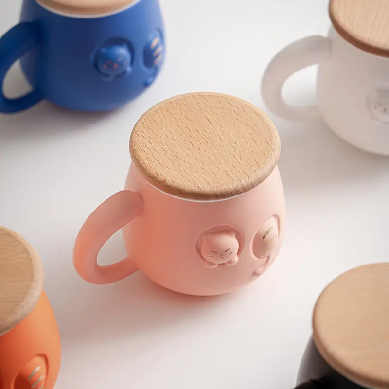 Pink Cat Design Ceramic Bubble Tea Mug for Women - Image 12