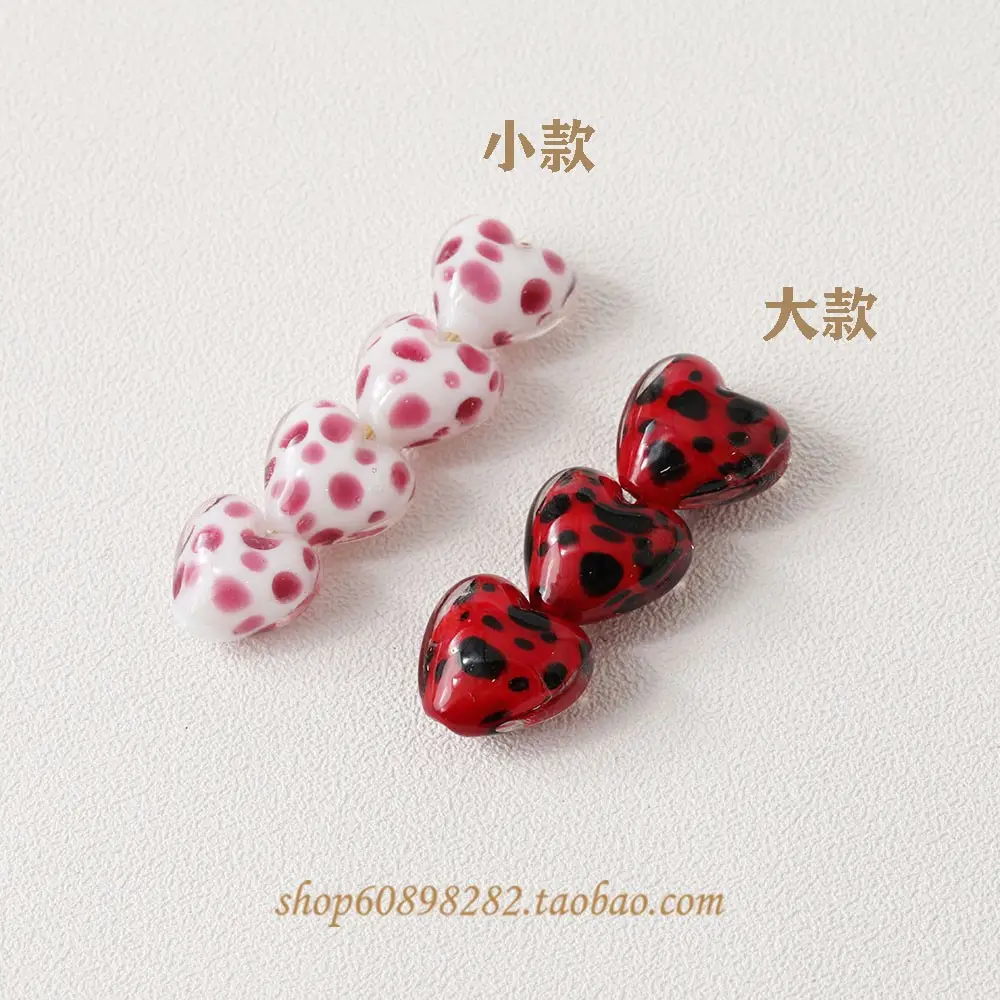 Handmade Glass Heart-Shaped Cow Pattern Beads for Jewelry - Image 13