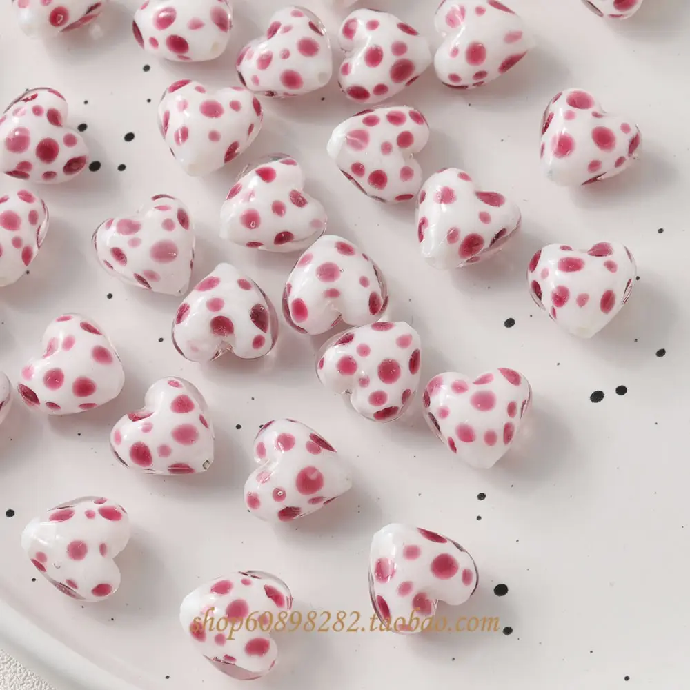 Handmade Glass Heart-Shaped Cow Pattern Beads for Jewelry — feature 13
