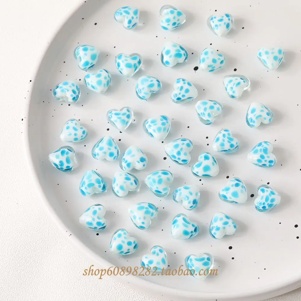 Handmade Glass Heart-Shaped Cow Pattern Beads for Jewelry — feature 15