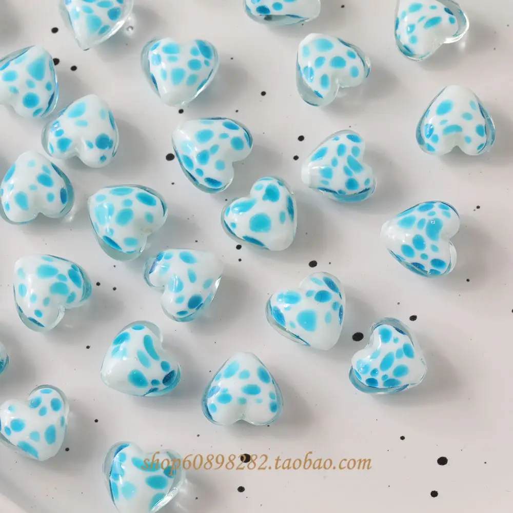 Handmade Glass Heart-Shaped Cow Pattern Beads for Jewelry — feature 16