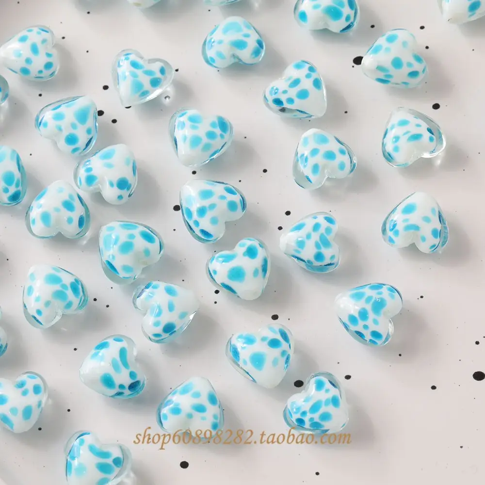 Handmade Glass Heart-Shaped Cow Pattern Beads for Jewelry — feature 18
