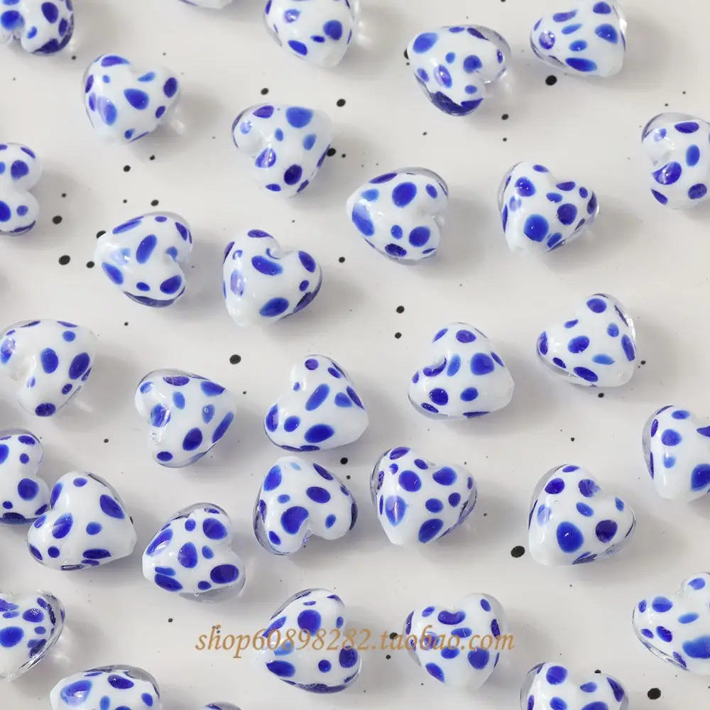 Handmade Glass Heart-Shaped Cow Pattern Beads for Jewelry — feature 20