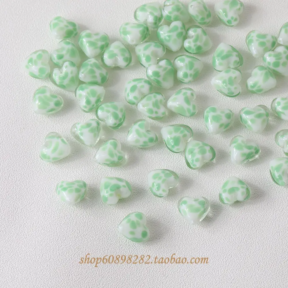 Handmade Glass Heart-Shaped Cow Pattern Beads for Jewelry — feature 24