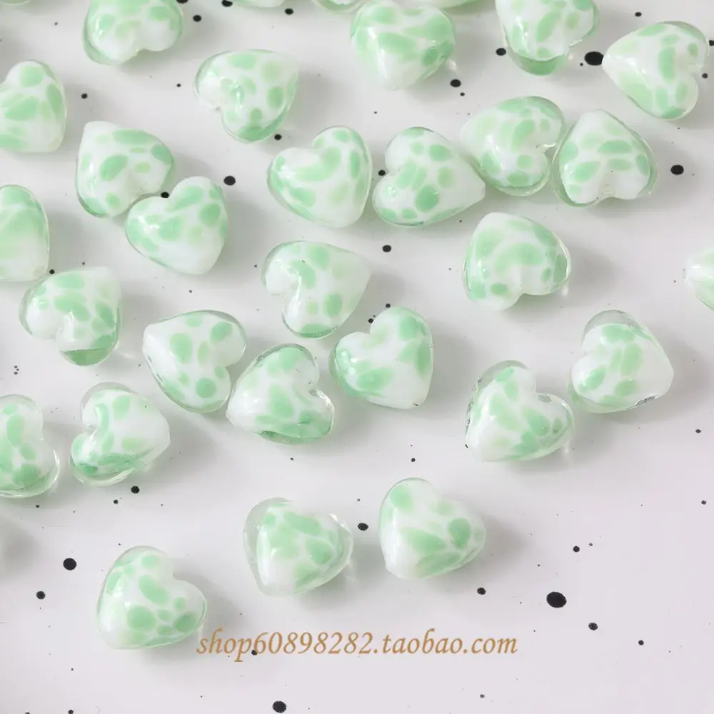 Handmade Glass Heart-Shaped Cow Pattern Beads for Jewelry — feature 25