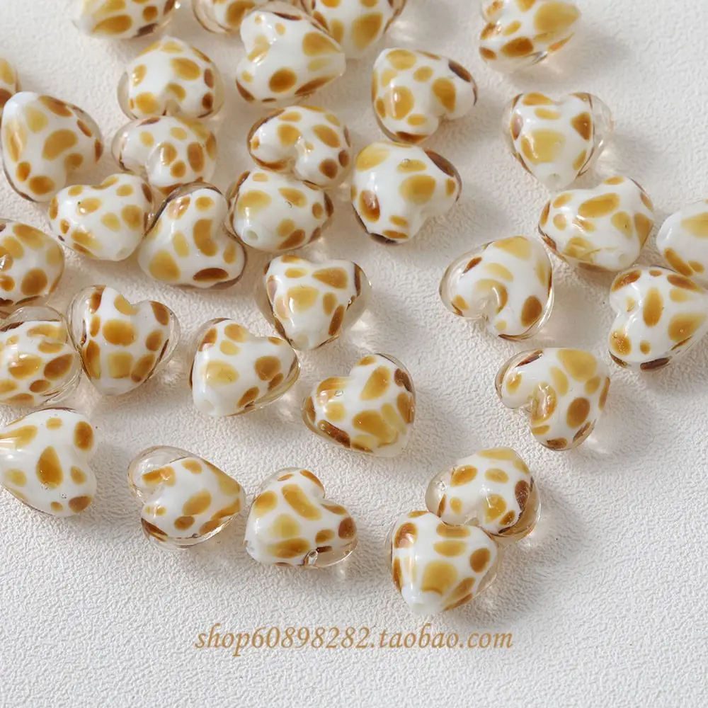 Handmade Glass Heart-Shaped Cow Pattern Beads for Jewelry — feature 27