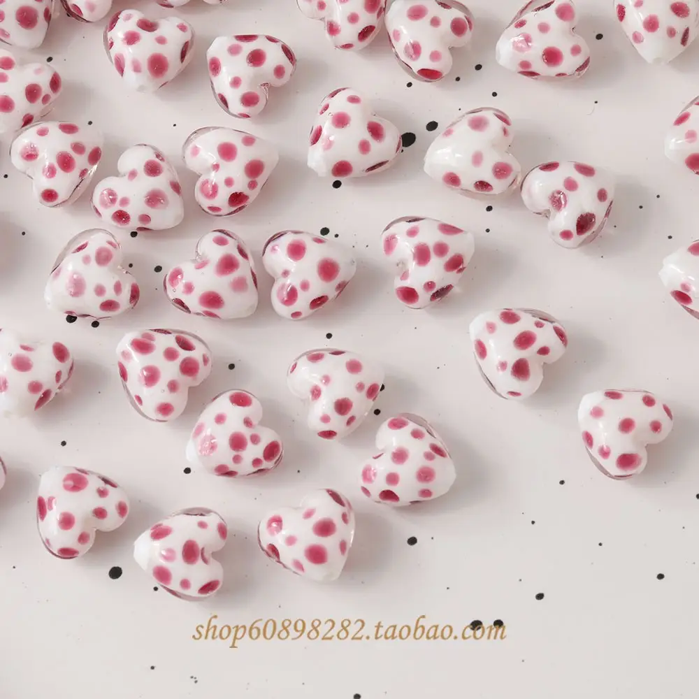 Handmade Glass Heart-Shaped Cow Pattern Beads for Jewelry — feature 30
