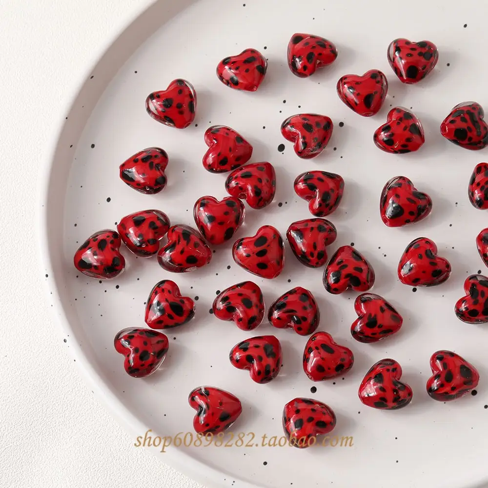Handmade Glass Heart-Shaped Cow Pattern Beads for Jewelry — feature 5