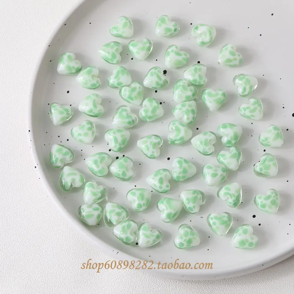 Handmade Glass Heart-Shaped Cow Pattern Beads for Jewelry - Image 7