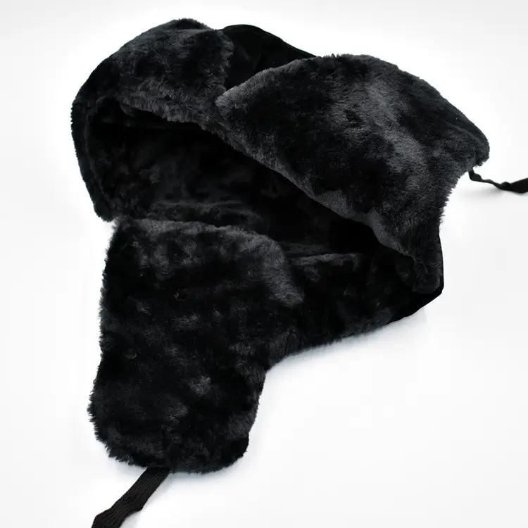 Men Winter Velvet Hat Black China Flag Ear Protectors