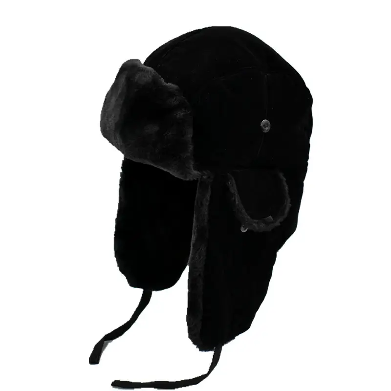 Men Winter Velvet Hat Black China Flag Ear Protectors