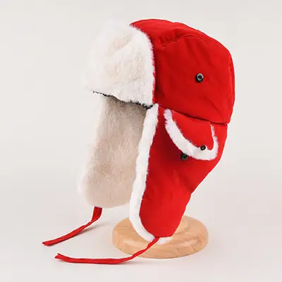Men Winter Velvet Hat Black China Flag Ear Protectors