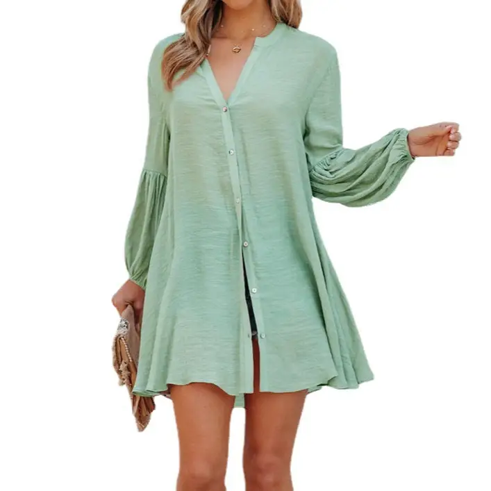 Women's White Loose Button Top T-Shirt Casual Cardigan - Image 8