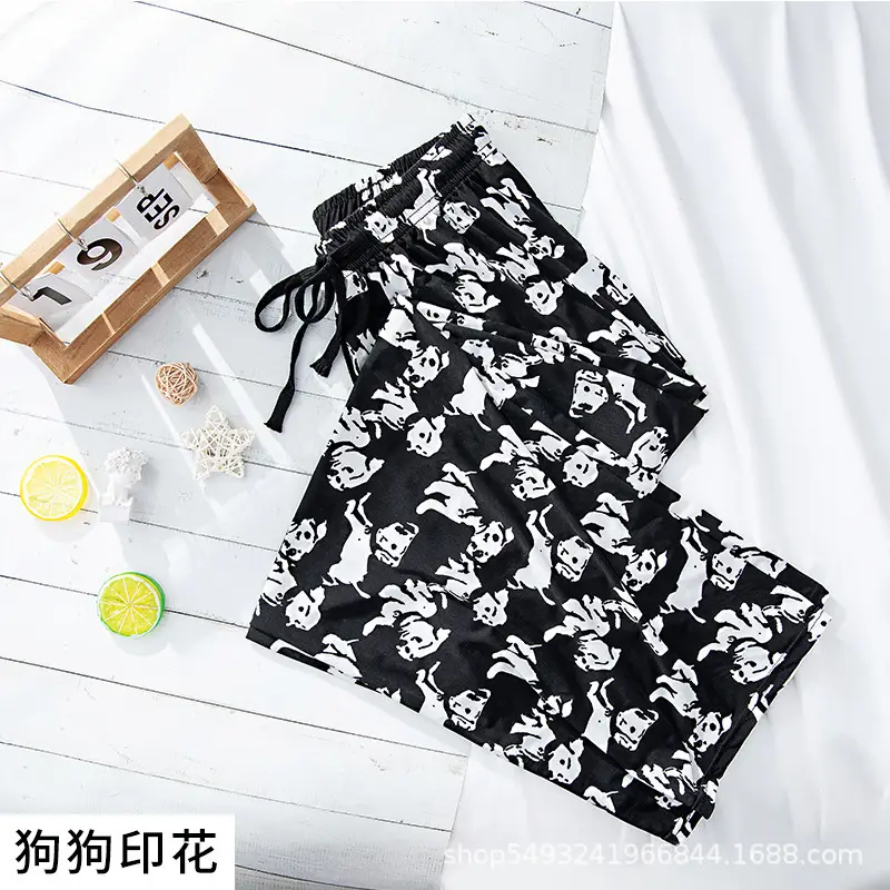 Women Ice Silk Wide Leg Pants Black White Vertical Stripe Summer Casual - Image 2