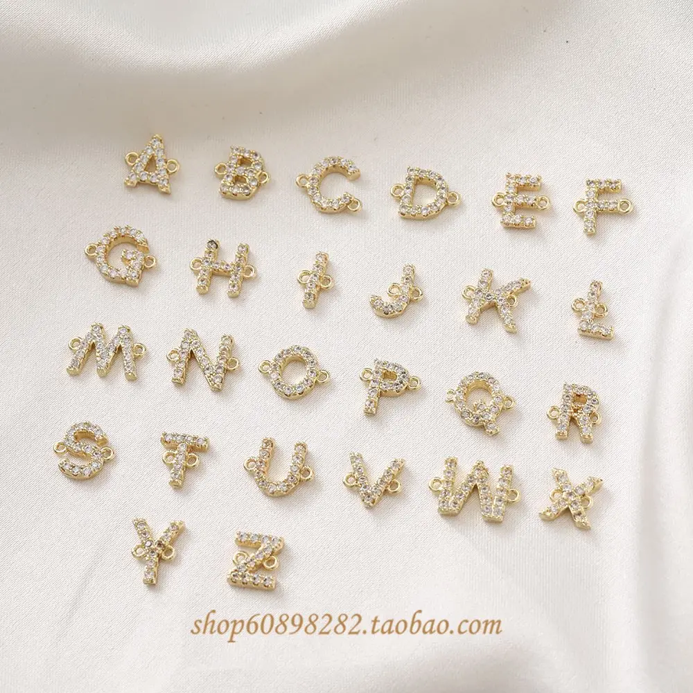 14K Gold Plated Letter Bracelets with Zircon Crystals — feature 1