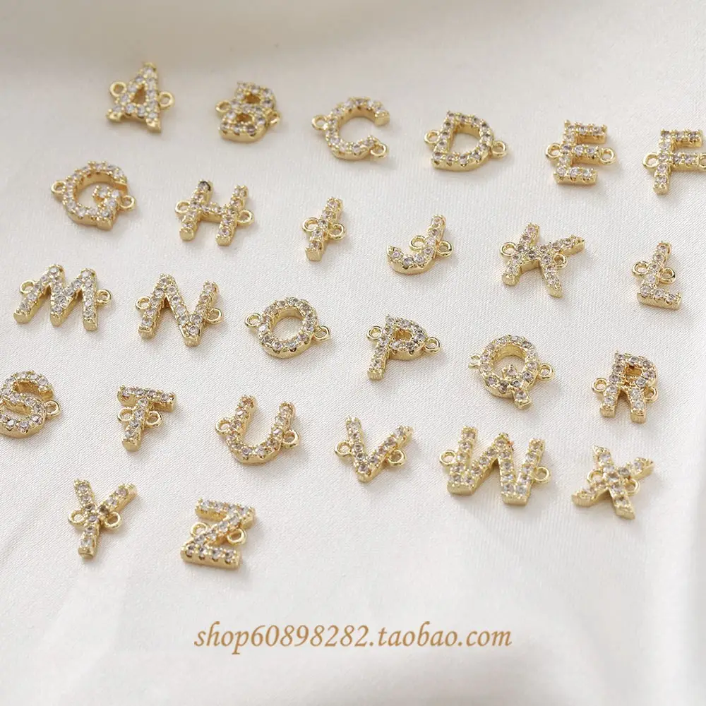 14K Gold Plated Letter Bracelets with Zircon Crystals — feature 2