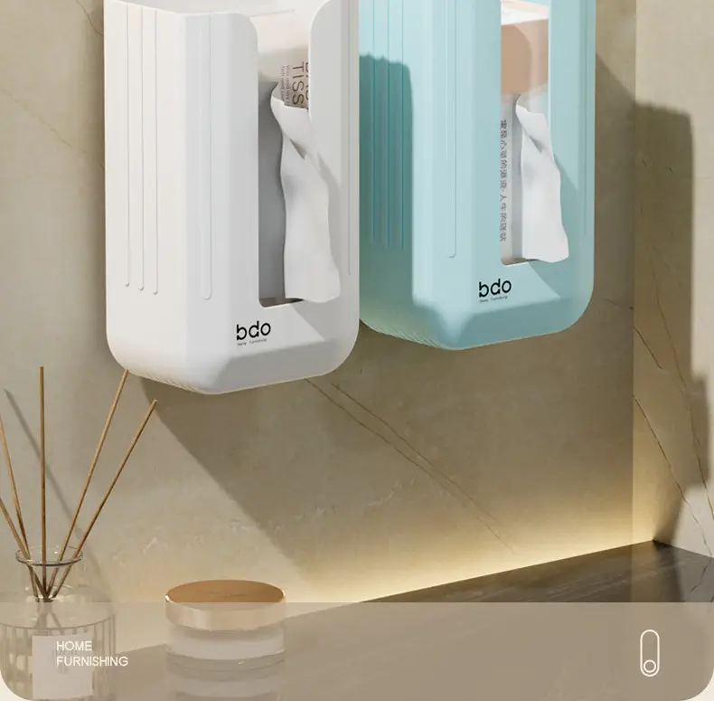 Wall-Mounted Tissue Box with Traceless Adhesive Design — feature 2