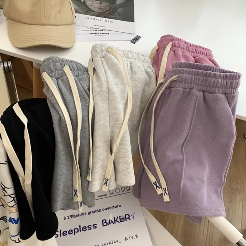 Women Drawstring Shorts Grey Loose Fit Casual - Image 10