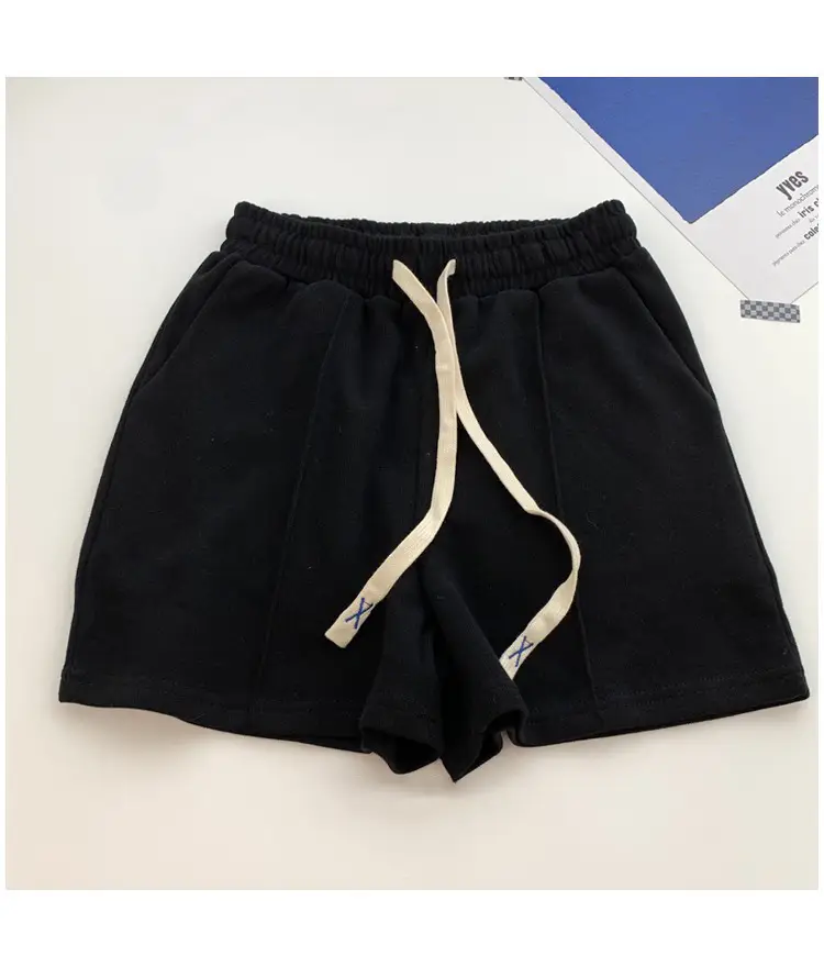 Women Drawstring Shorts Grey Loose Fit Casual - Image 3