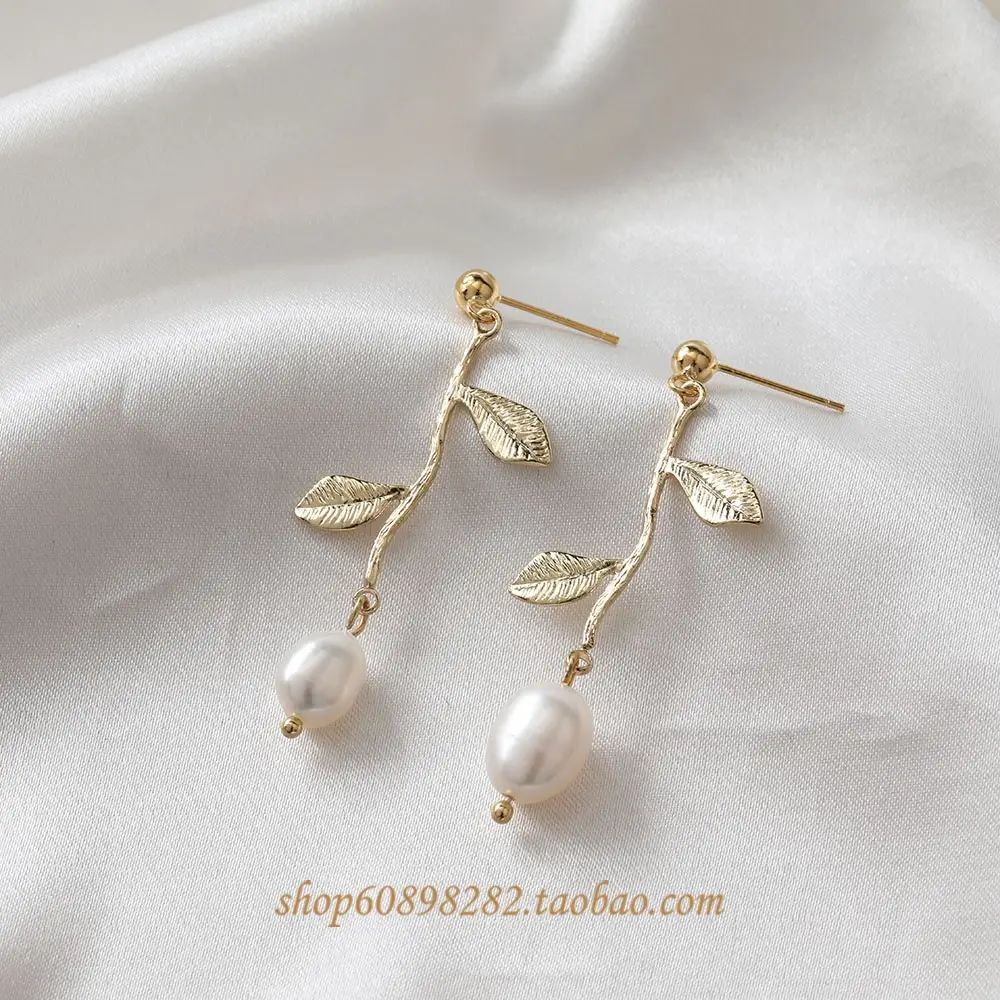 14K Gold Leaf Hanging Earrings for Women — feature 2
