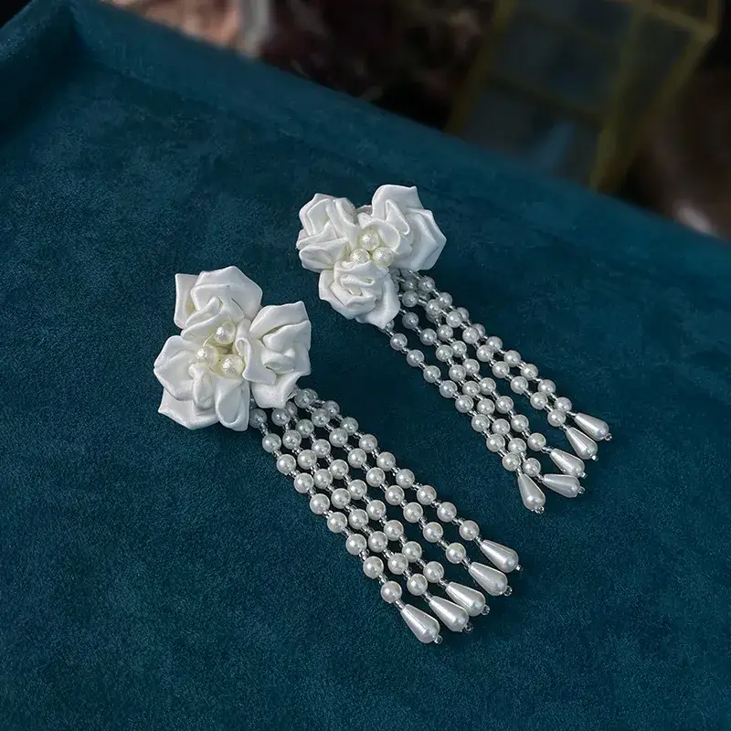 Fairy Style Pearl Tassel Earrings for Women - Image 5
