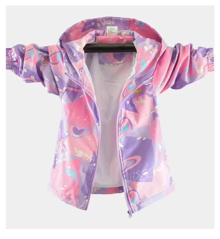 Girls' Pink Heart Print Windbreaker 2025 — feature 10