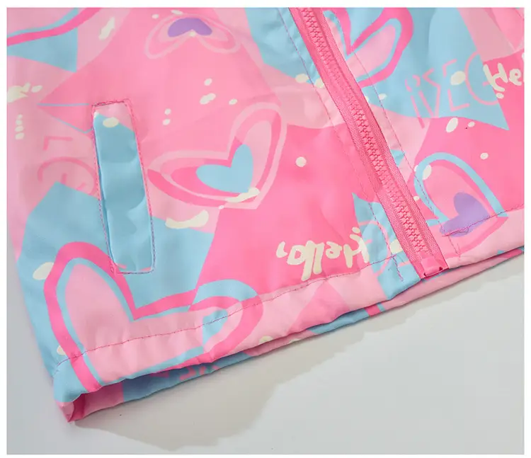 Girls' Pink Heart Print Windbreaker 2025 — feature 16