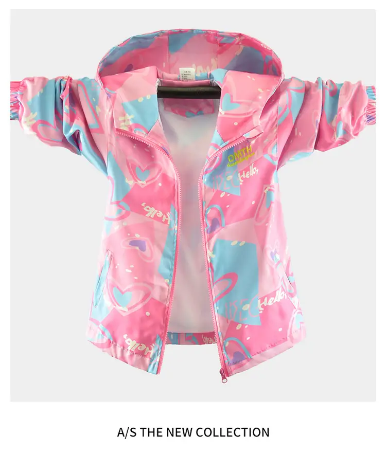 Girls' Pink Heart Print Windbreaker 2025 — feature 8