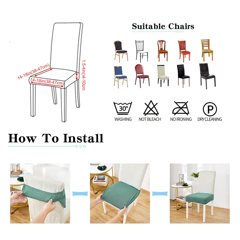 Waterproof Elastic Chair Cover Solid Color - Image 15
