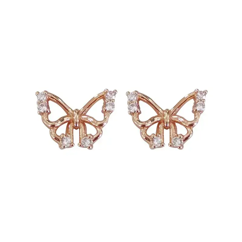 Diamond Hollow Butterfly Earrings Women's Summer - Image 5