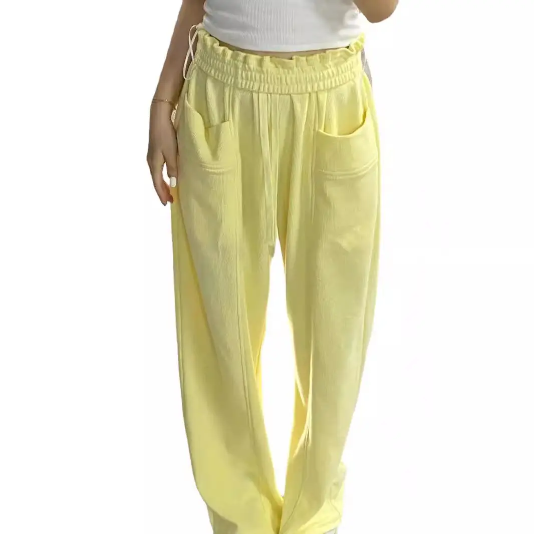 Women Yellow Sweatpants 2025 Summer Wide Leg Slimming - Image 6