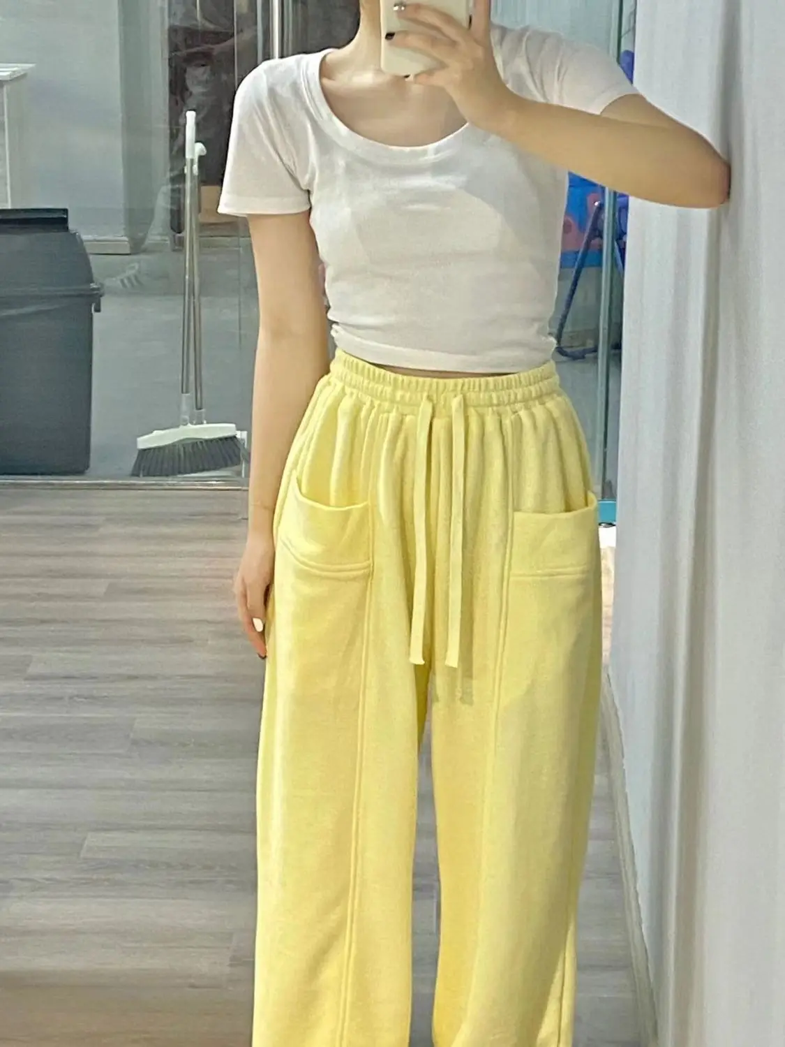 Women Yellow Sweatpants 2025 Summer Wide Leg Slimming — feature 5