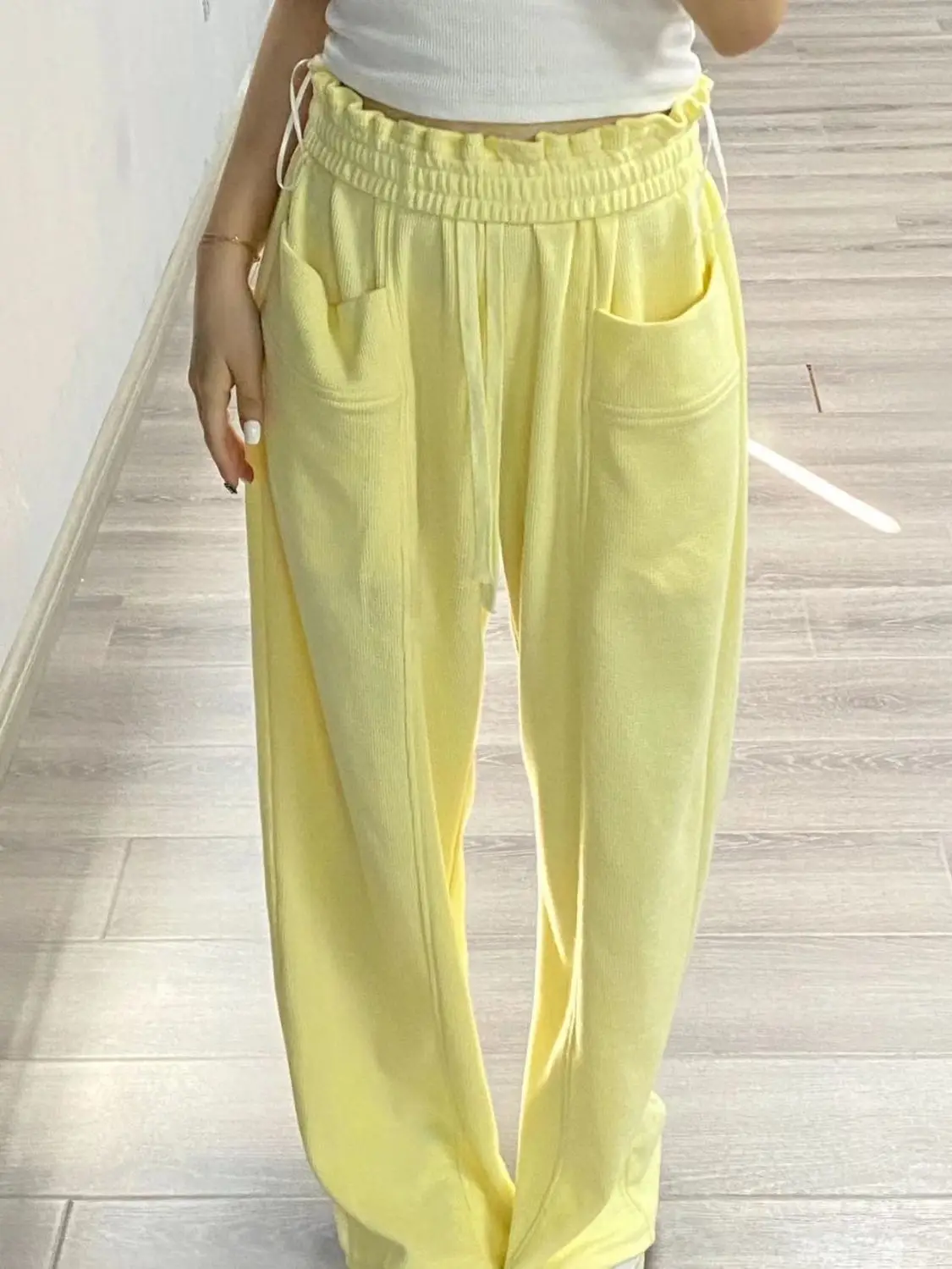 Women Yellow Sweatpants 2025 Summer Wide Leg Slimming — feature 6