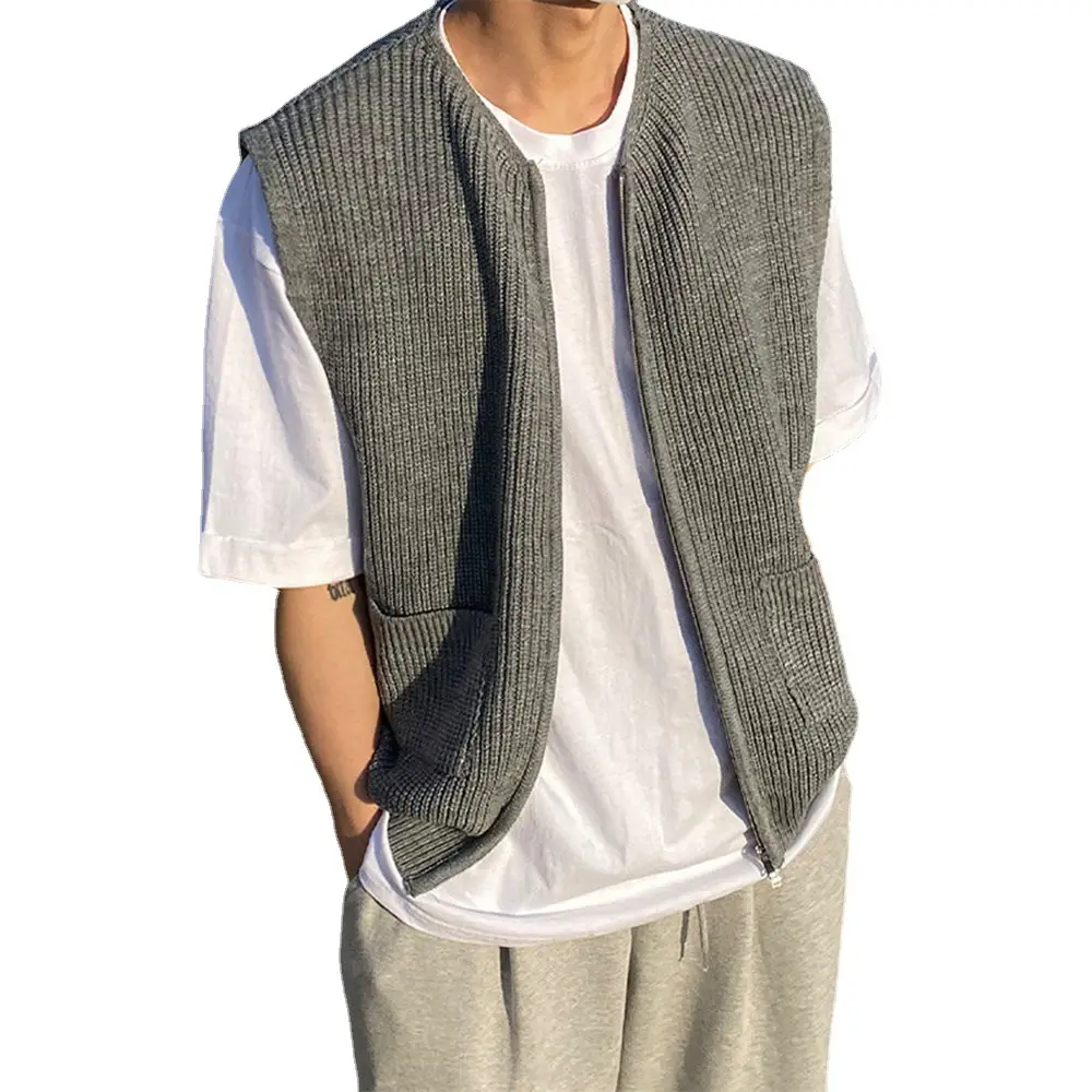Men's Knitted Sleeveless Waistcoat Solid Color - Image 7