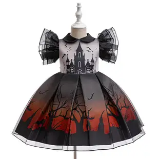 Halloween Girl's Costume Dress with Bat Print — feature 3